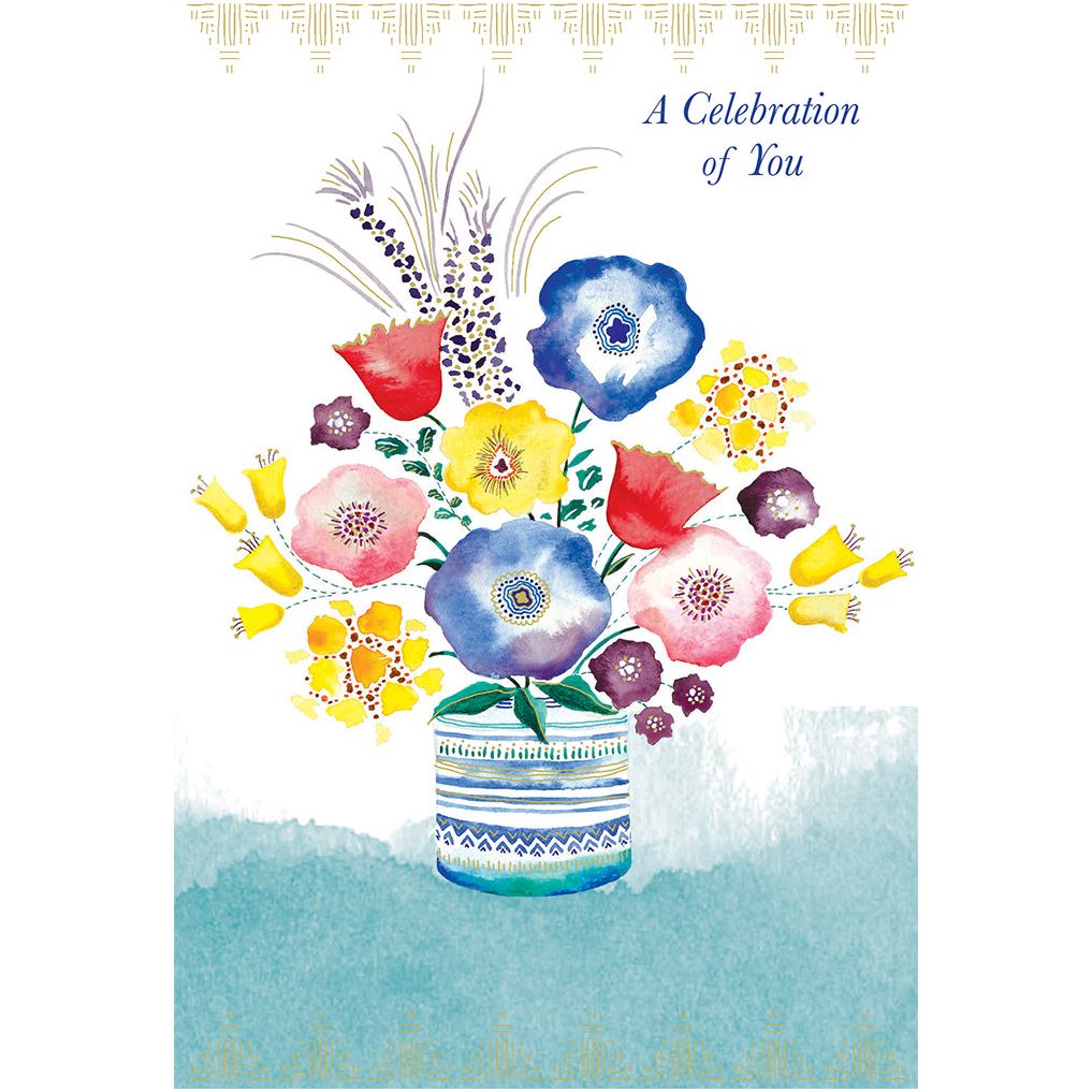 Colorful Florals In Vase Birthday Card